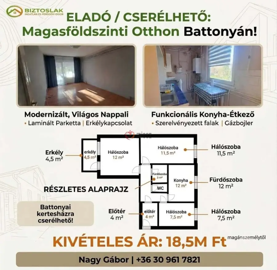 eladó panellakás, Battonya