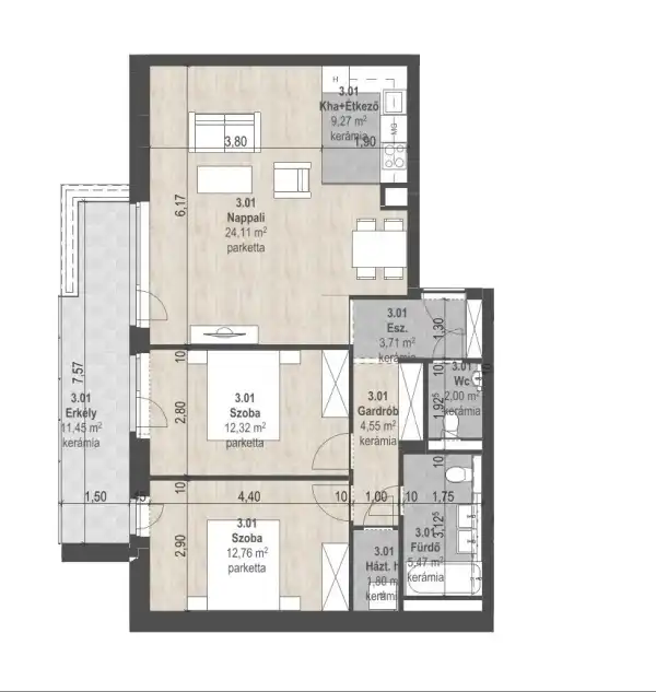 Eladó új építésű téglalakás, Budapest, XIII. kerület 3 szoba 75 m² 143 M Ft