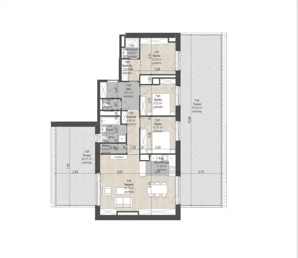 Eladó új építésű téglalakás, Budapest, XIII. kerület 4 szoba 79 m² 154.45 M Ft