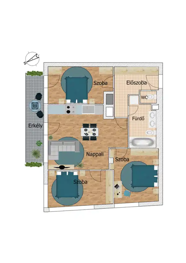 Eladó új építésű téglalakás, Budapest, XIII. kerület 4 szoba 77 m² 119.02 M Ft