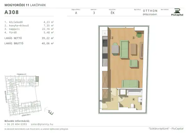 Eladó új építésű téglalakás, Budapest, XIV. kerület 1 szoba 39 m² 66.02 M Ft
