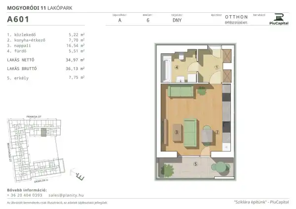 Eladó új építésű téglalakás, Budapest, XIV. kerület 1 szoba 35 m² 76.34 M Ft