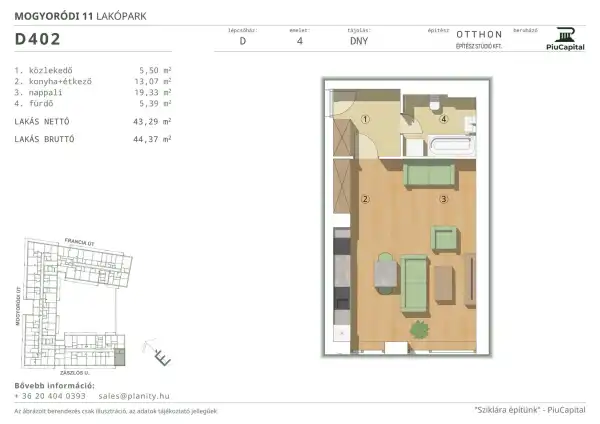 Eladó új építésű téglalakás, Budapest, XIV. kerület 1 szoba 43 m² 81.46 M Ft