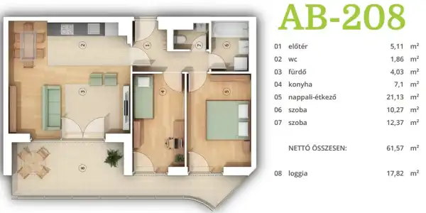Eladó új építésű téglalakás, Budapest, XIV. kerület 3 szoba 61 m² 120.3 M Ft