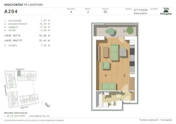 Eladó új építésű téglalakás, Budapest, XIV. kerület 1 szoba 35 m² 64.68 M Ft